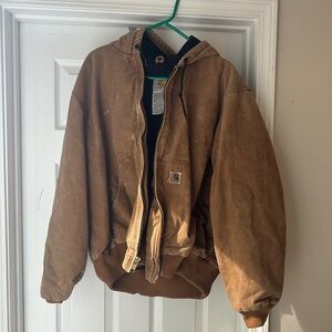 Carhartt Tan Hooded Bomber Jacket